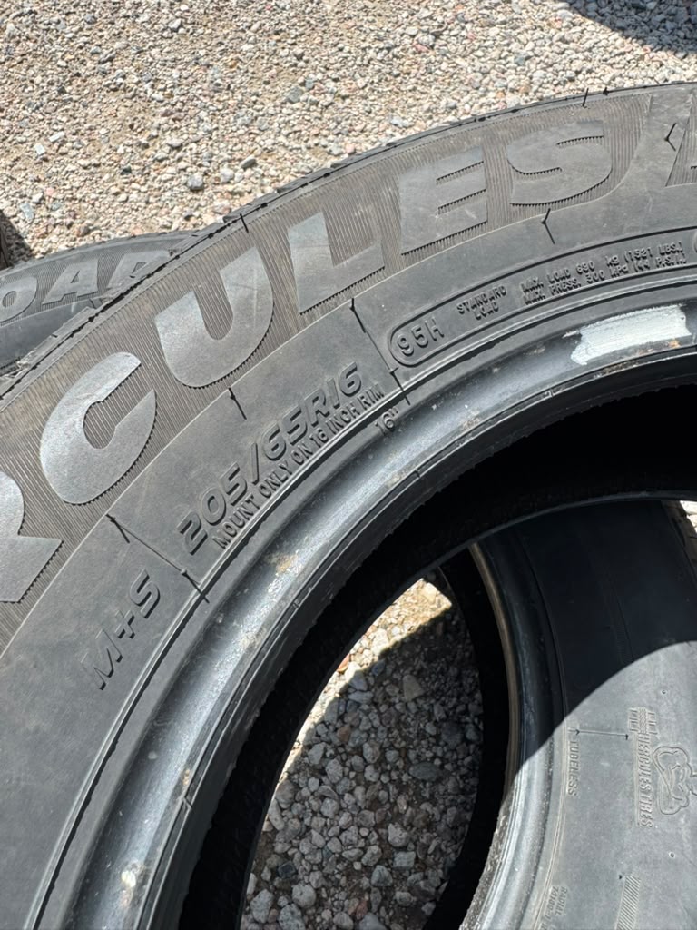 205/65R16 Pair (2 Used Tires) Hercules Road Tour 455