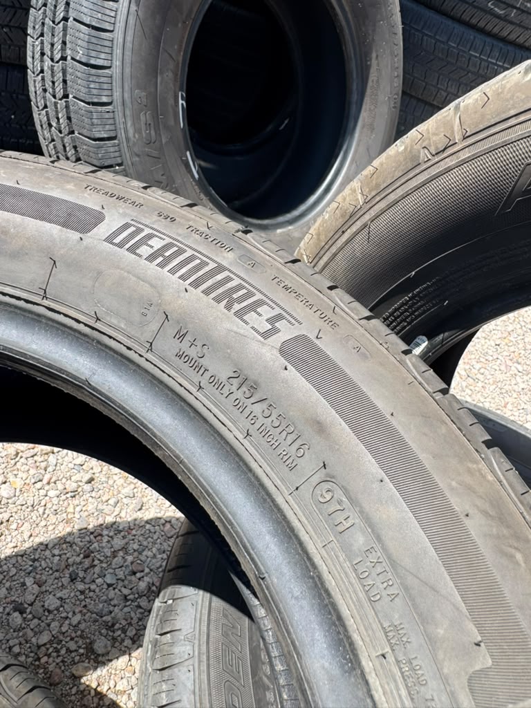 215/55R16 Pair (2 Used Tires) DeanTires Road Control