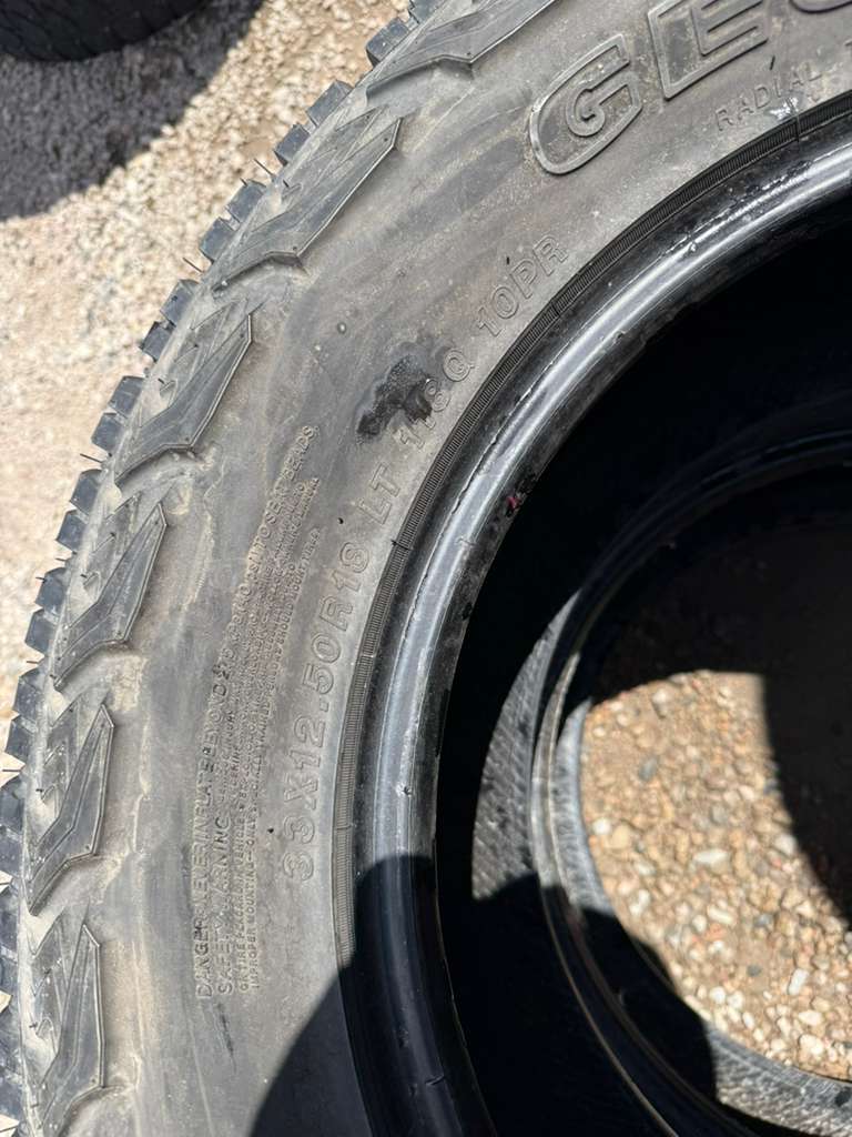 LT33X12.50R18 Pair (2 Used Tires) Yokohama Geolandar X-AT