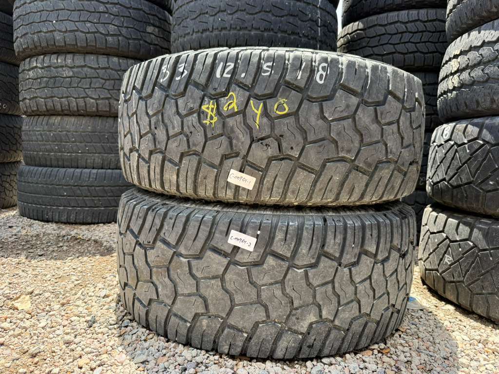 LT33X12.50R18 Pair (2 Used Tires) Yokohama Geolandar X-AT