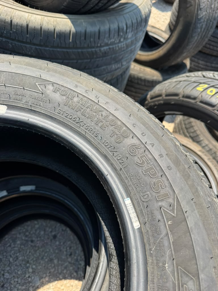 ST205/75R15 Set (4 Used Tires) Goodyear Endurance