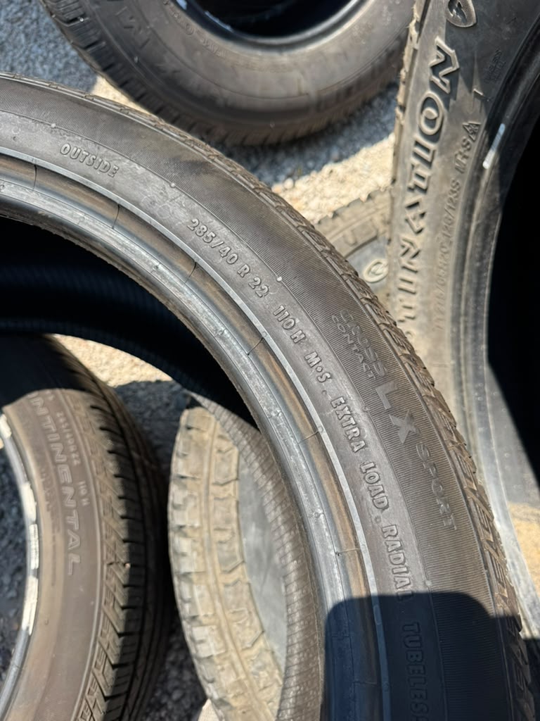 285/40R22 Pair (2 Used Tires) Continental Cross Contact