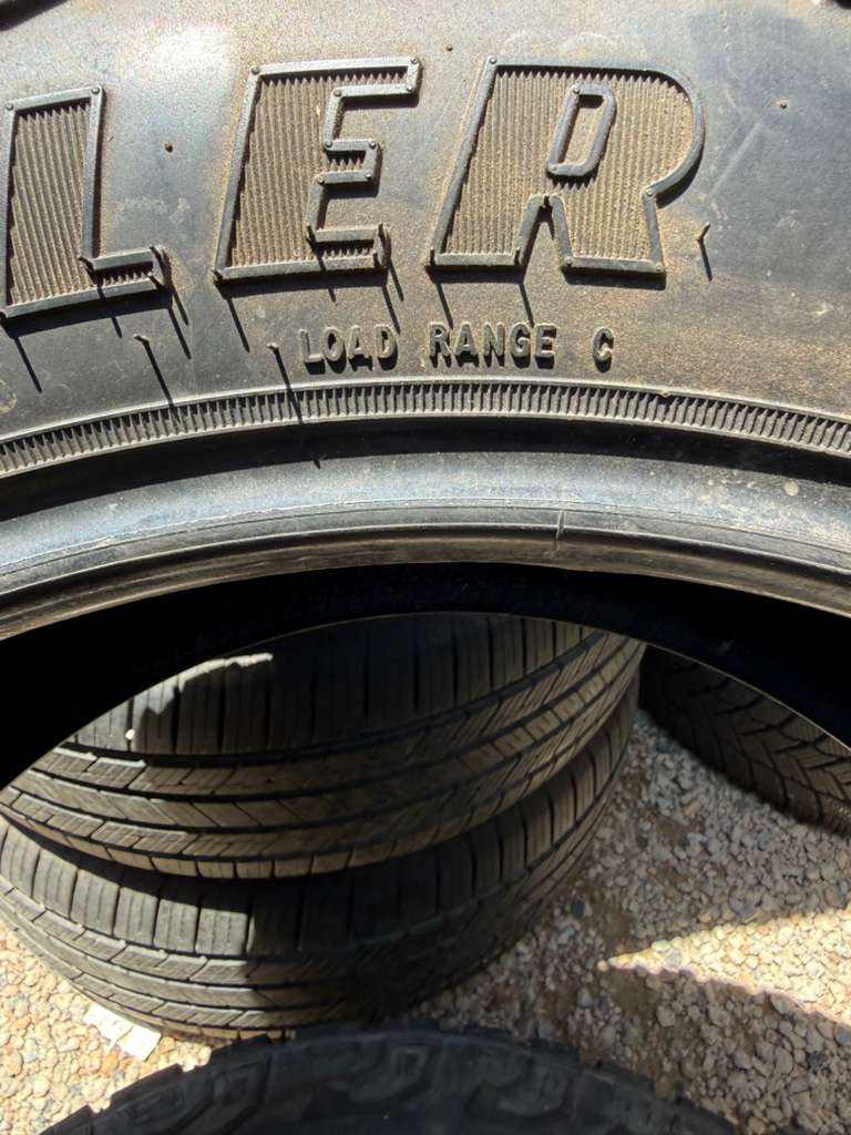 LT265/60R20 Pair (2 Used Tires) Goodyear Wrangler Territory MT