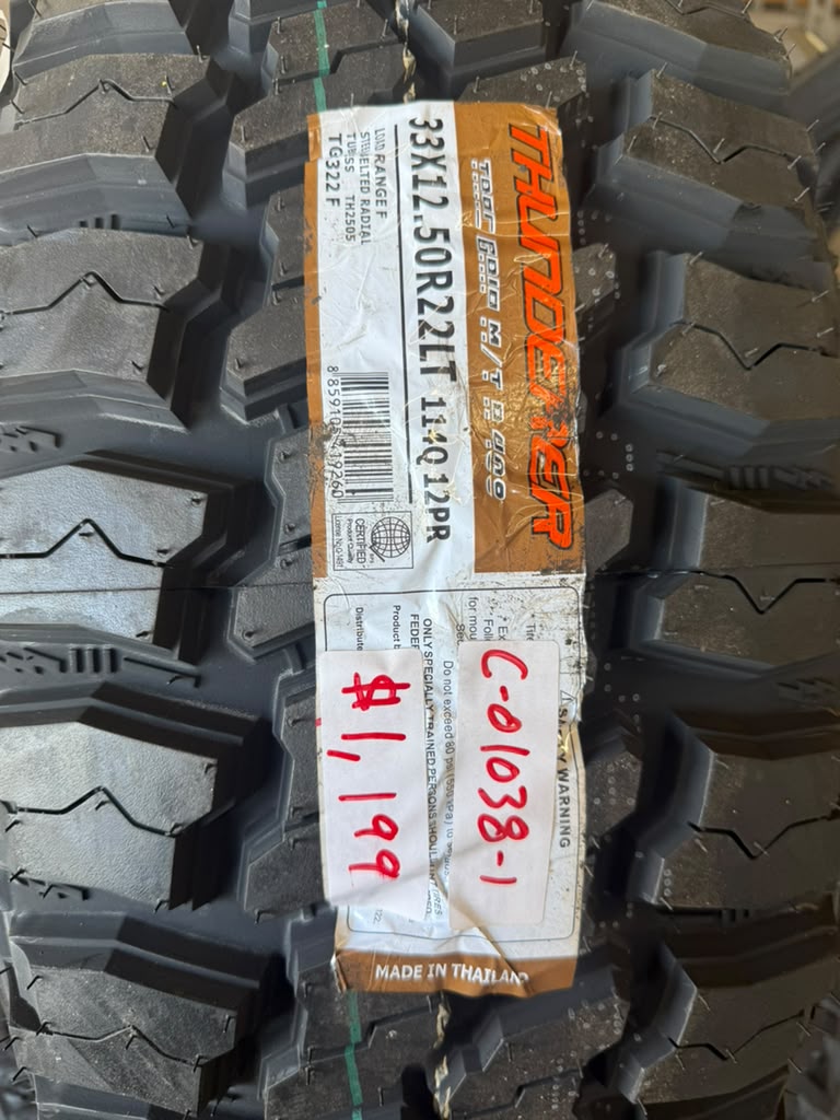 LT33X12.50R22 Set (4 Brand New Tires!!) Thunderer Trac Grip MT