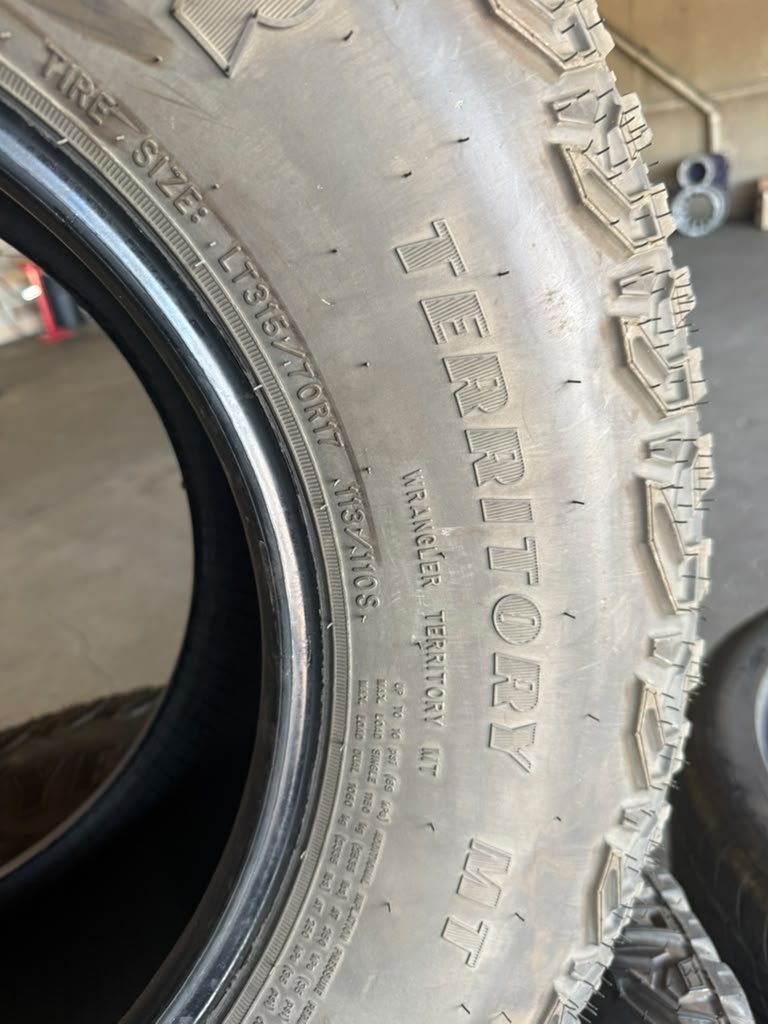 LT315/70R17 Set (4 Used Tires) Goodyear Wrangler Territory MT