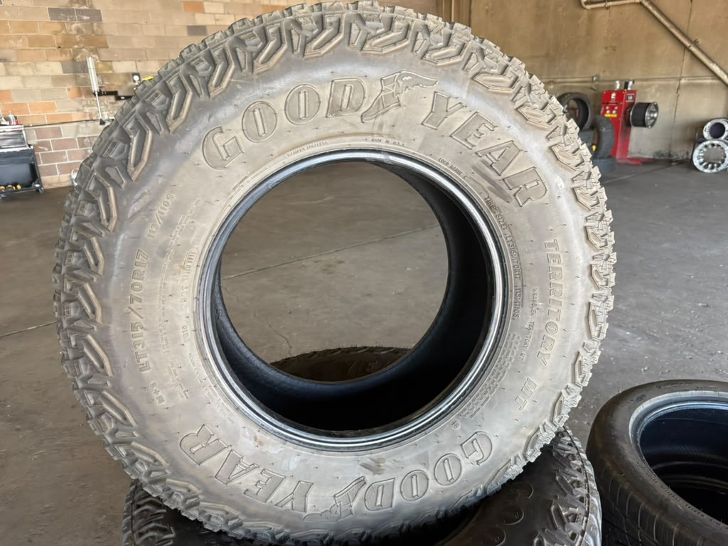 LT315/70R17 Set (4 Used Tires) Goodyear Wrangler Territory MT