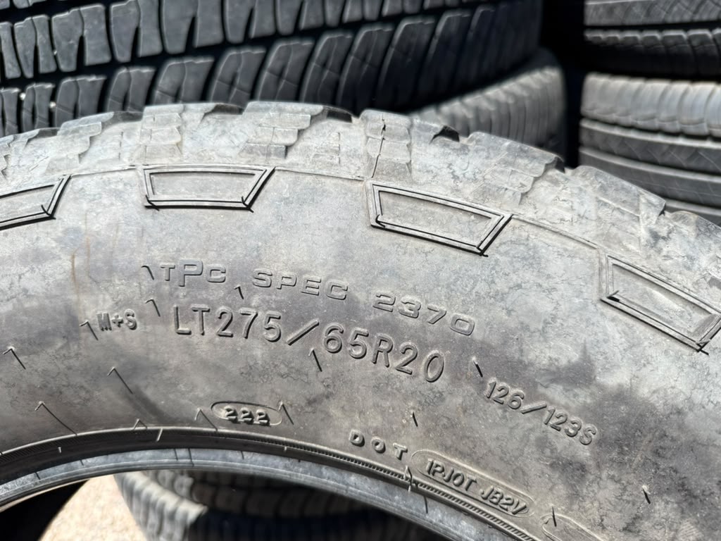 LT275/65R20 Set (4 Used Tires) Goodyear Wrangler Territory AT