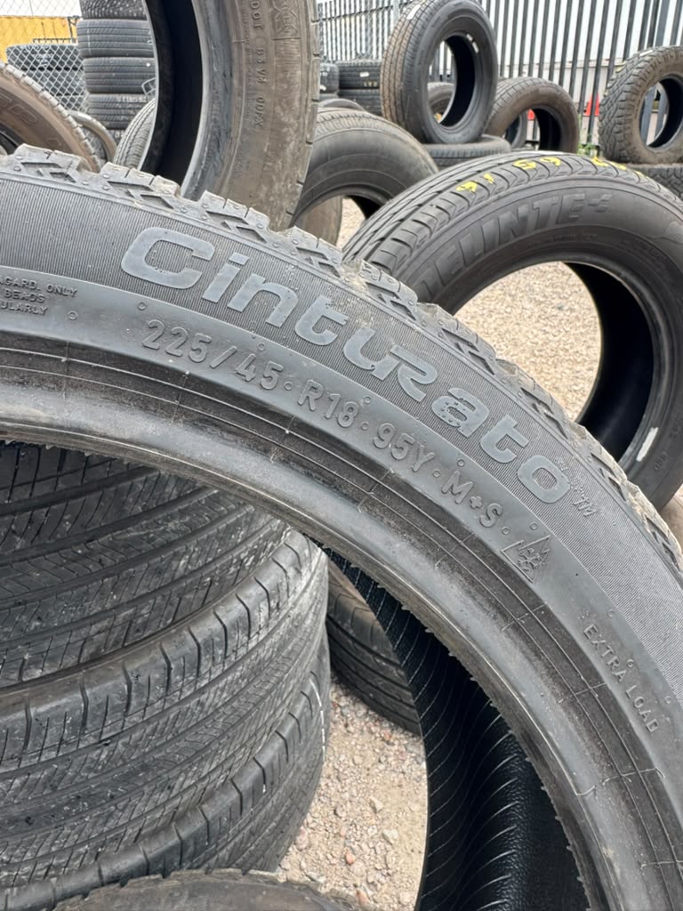 225/45R18 Pair (2 Used Tires) Pirelli Cinturato WeatherActive