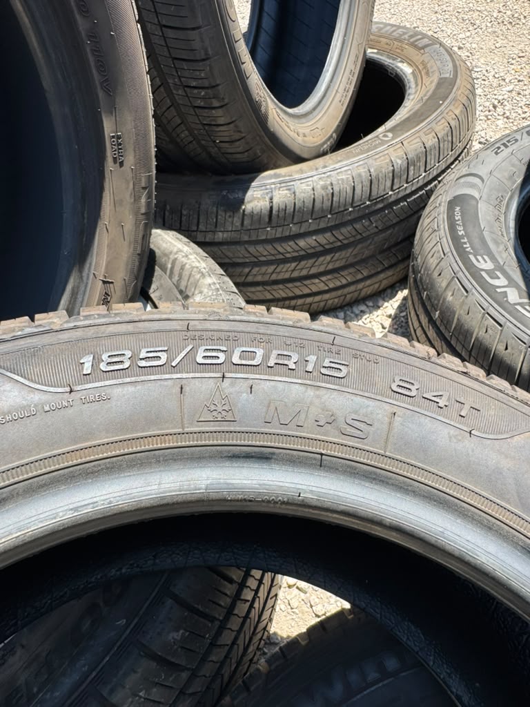 185/60R15 Pair (2 Used Tires) Goodyear UltraGrip Winter