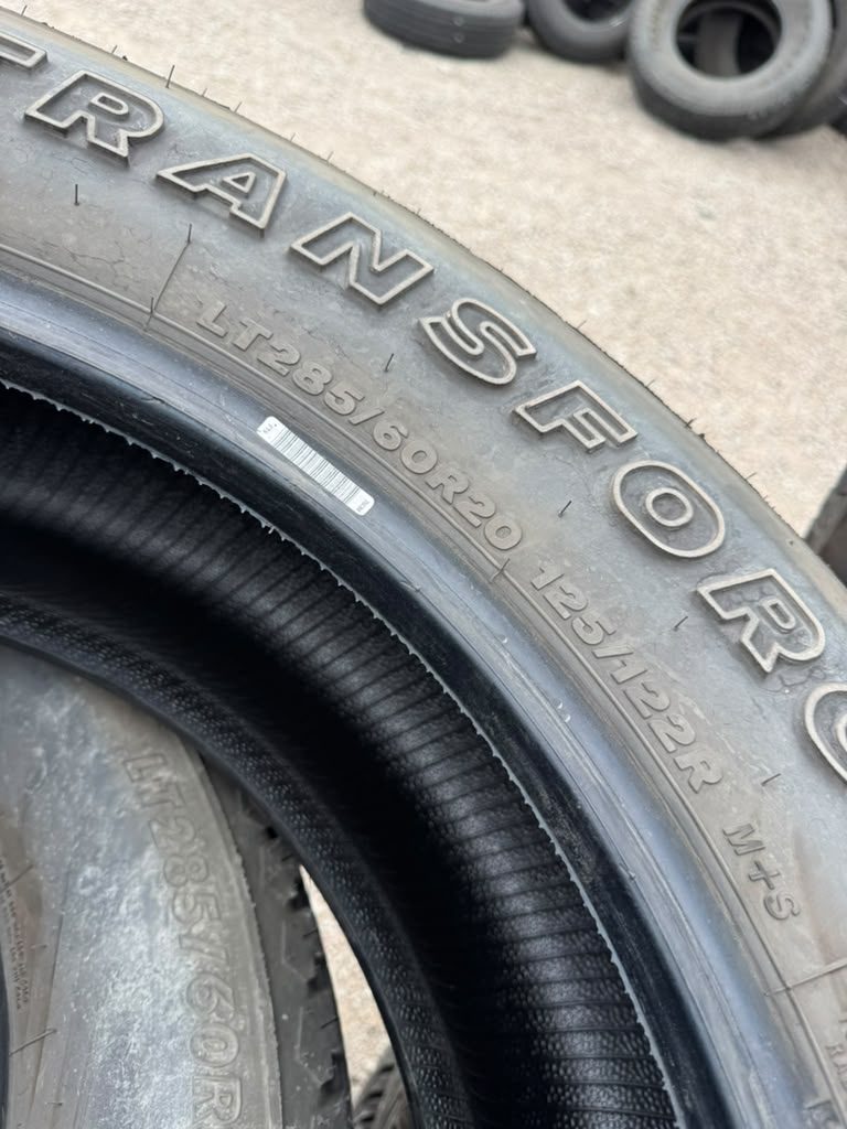 LT285/60R20 Set (4 Used Tires) Firestone Transforce AT