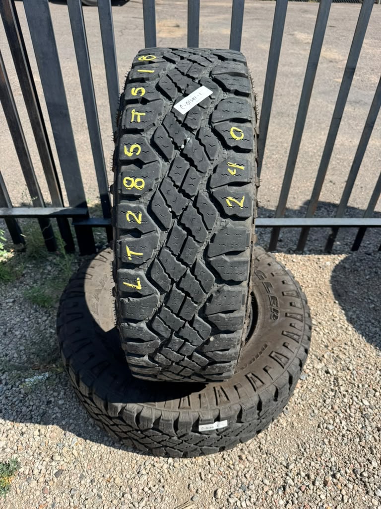 LT285/75R18 Pair (2 Used Tires) Goodyear Wrangler DuraTrac