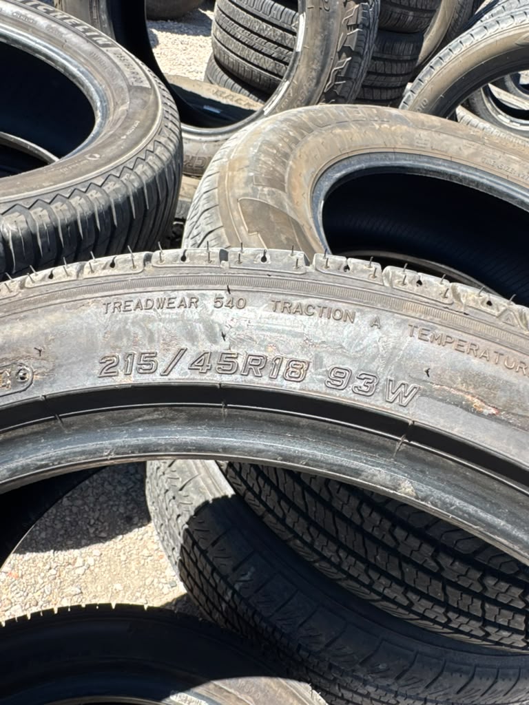 215/45R18 Pair (2 Used Tires) Falken Ziex ZE960
