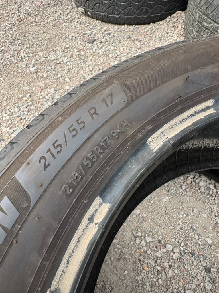 215/55R17 Pair (2 Used Tires) Michelin Defender