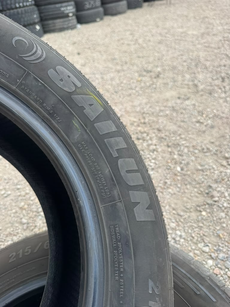 215/60R16 Pair (2 Used Tires) Sailun Atrezzo SH408