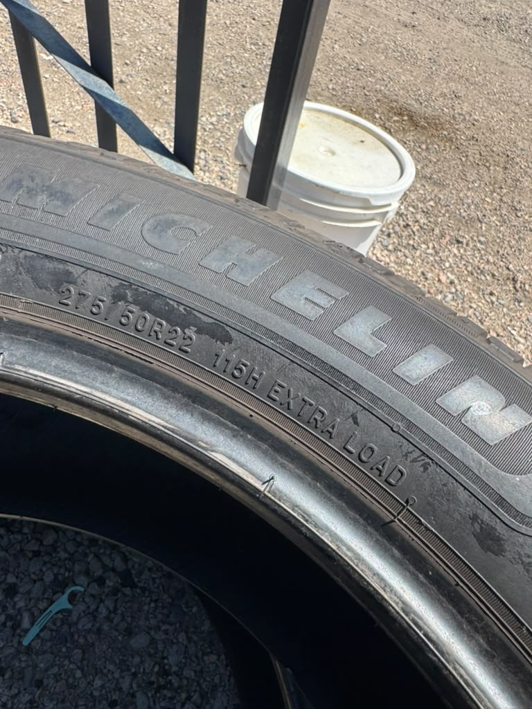 275/50R22 Pair (2 Used Tires) Michelin Defender LTX MS