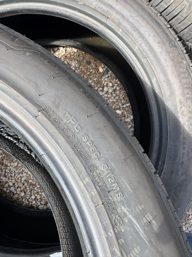 275/50R22  Pair (2 Used Tires) Bridgestone Alenza
