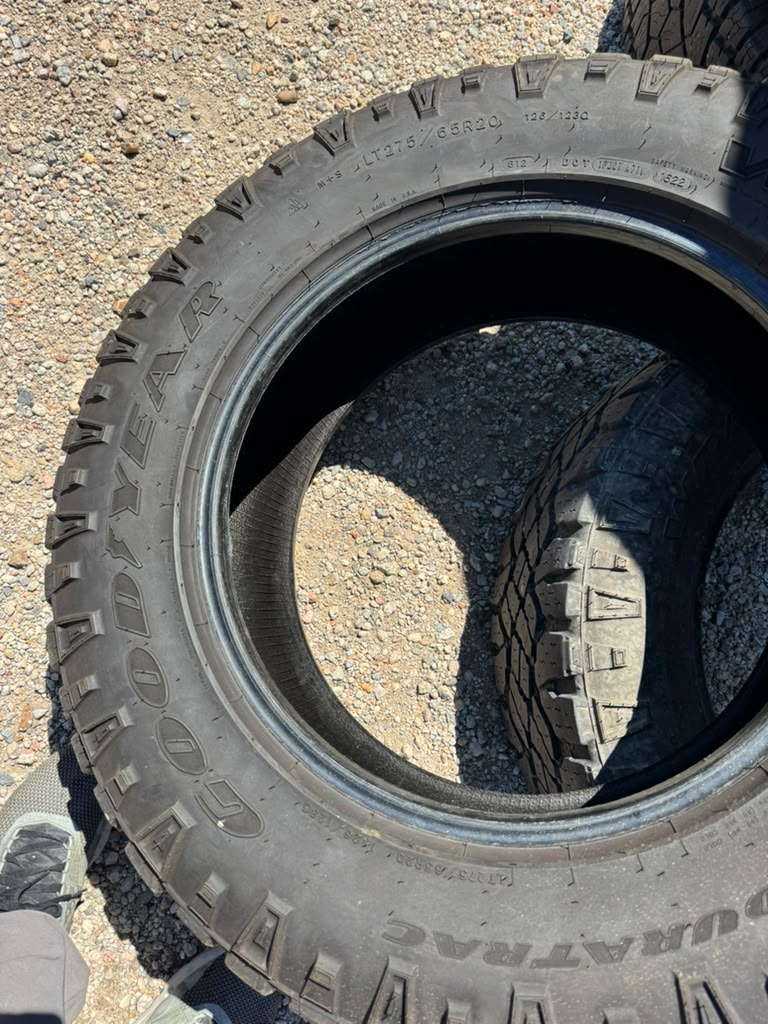 LT275/65R20 Pair (2 Used Tires) Goodyear DuraTrac