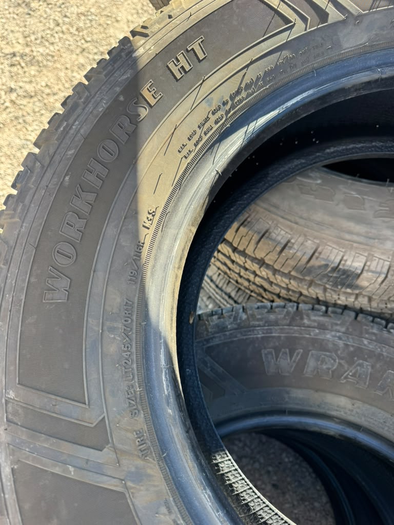 LT245/70R17 Set (4 Used Tires) Goodyear Wrangler Workhorse HT