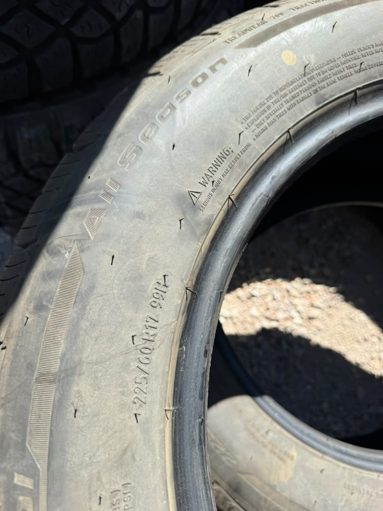 225/60R17 Pair (2 Used Tires) Bfgoodrich Advantage Control