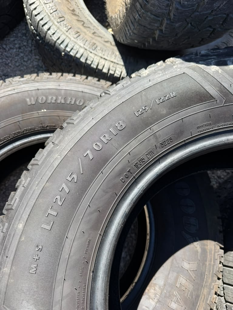 LT275/70R18 Pair (2 Used Tires) Goodyear Wrangler Workhorse HT
