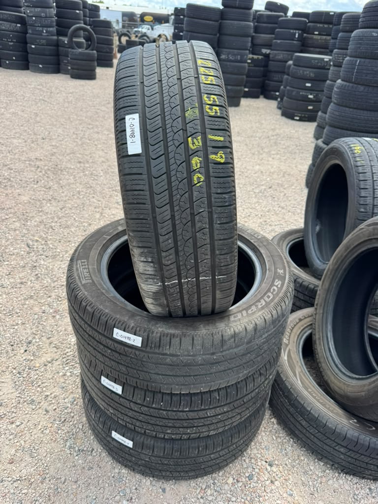 225/55R19 Set (4 Used Tires) Pirelli Scorpion AS Plus 3