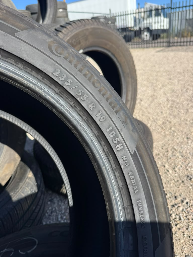 235/55R19 Pair (2 Used Tires) Continental Control Contact