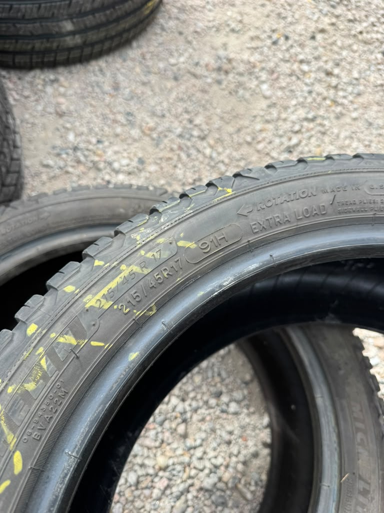 215/45R17 Pair (2 Used Tires) Michelin Cross Climate