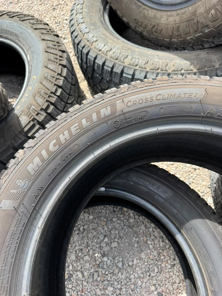 225/55R18 Pair (2 Used Tires) Michelin Cross Climate