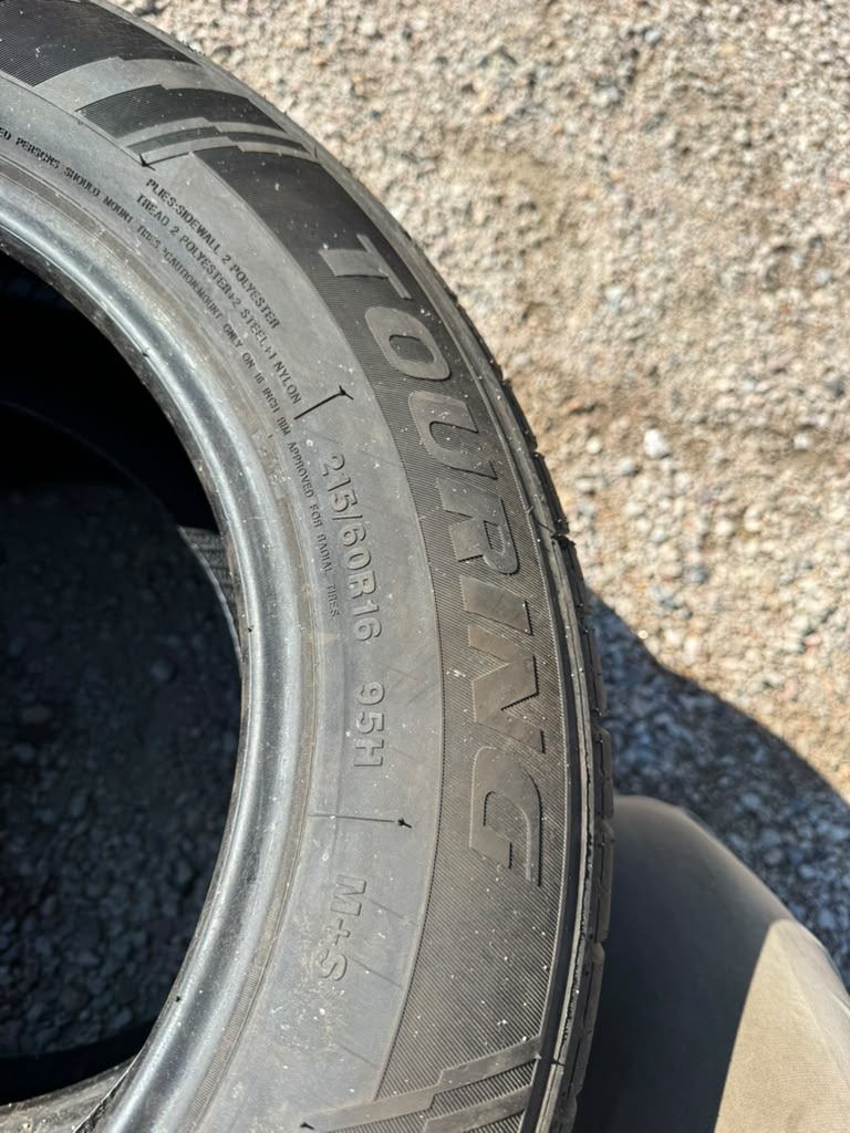 215/60R16 Set (4 Used Tires) Sentury Touring