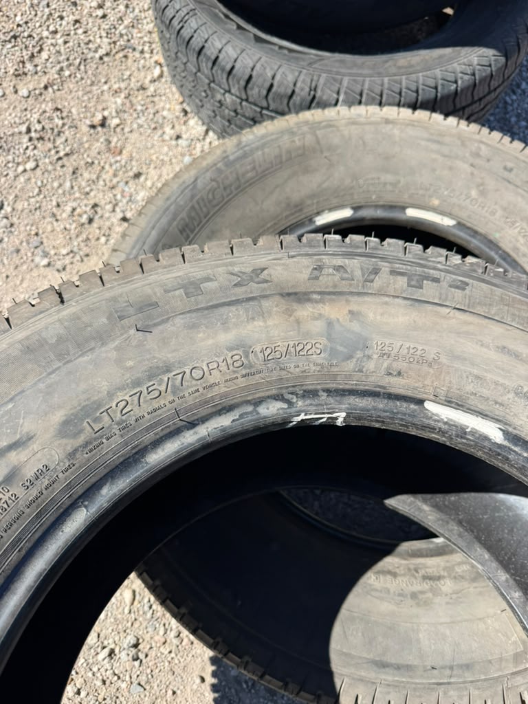 LT275/70R18 Pair (2 Used Tires) Michelin LTX - 📍 Commerce City