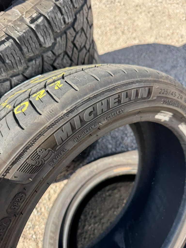 225/45R18 Pair (2 Used Tires) Michelin Pilot Sport